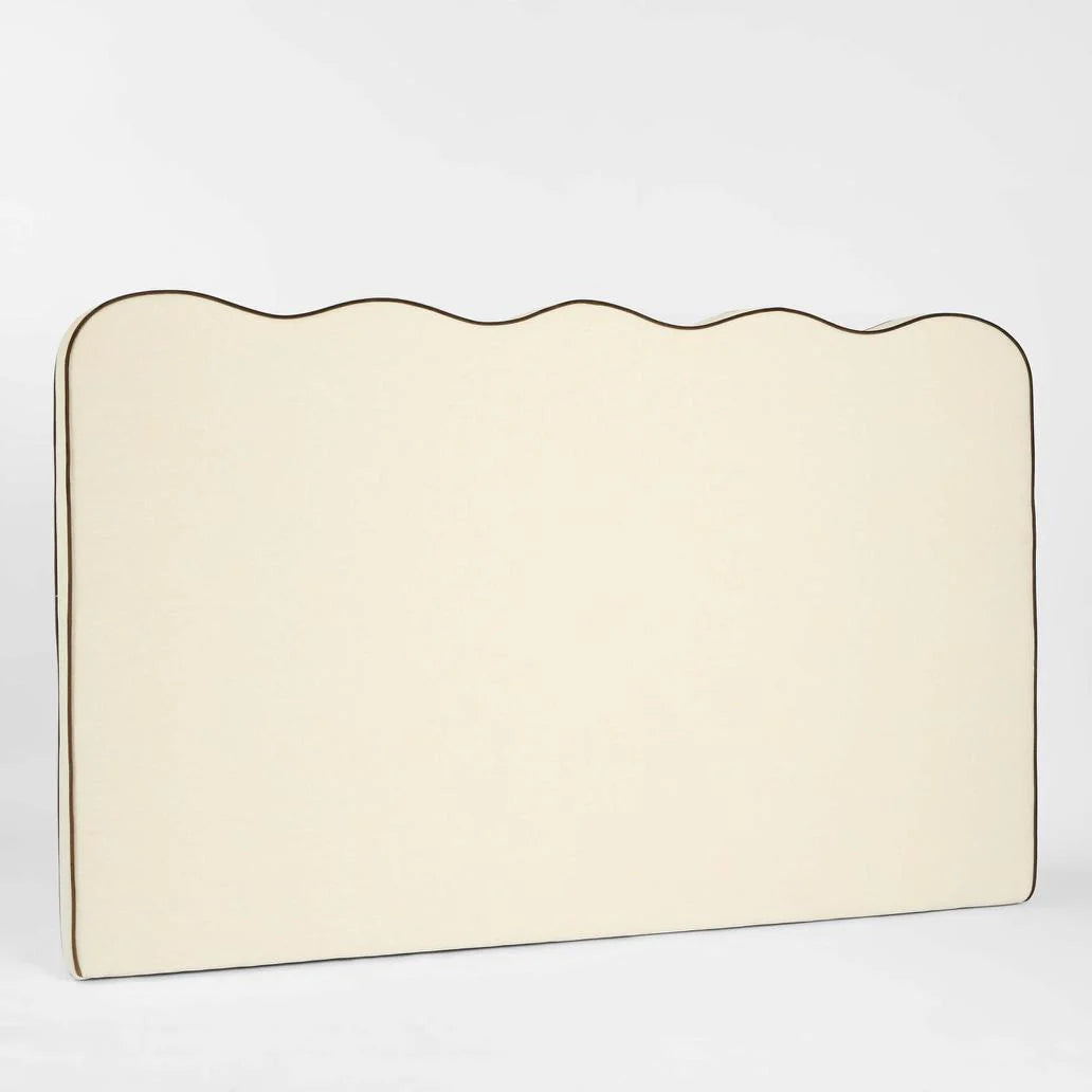 Amara Bedhead King Ivory with Chocolate Piping