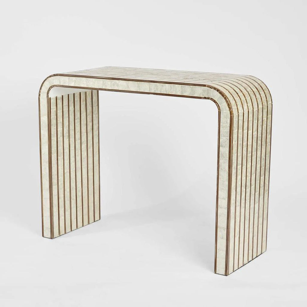 Rydell White Shell & Bamboo Console Table
