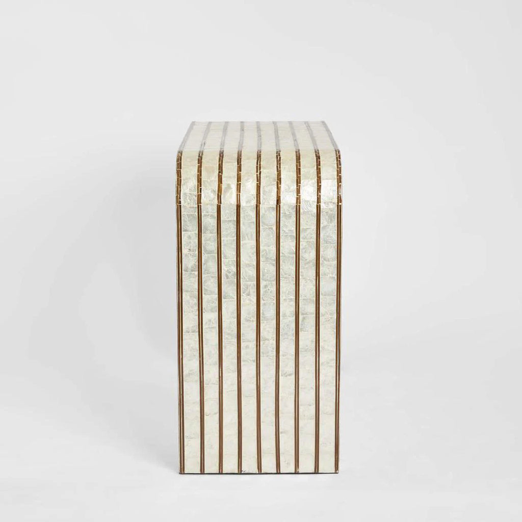Rydell White Shell & Bamboo Console Table