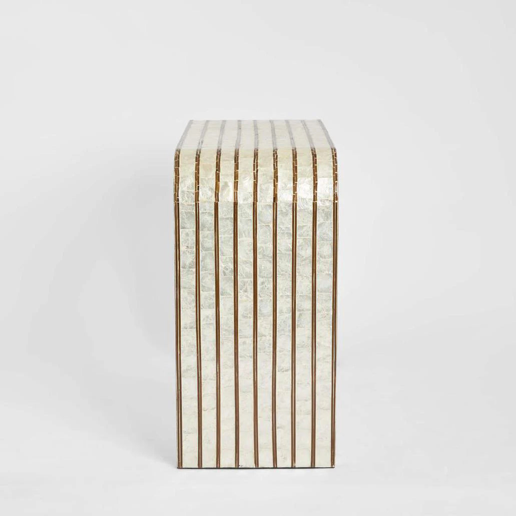 Rydell White Shell & Bamboo Console Table