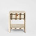 Rydell White Shell & Bamboo Bedside Table