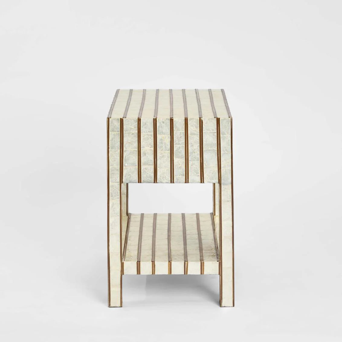 Rydell White Shell & Bamboo Bedside Table