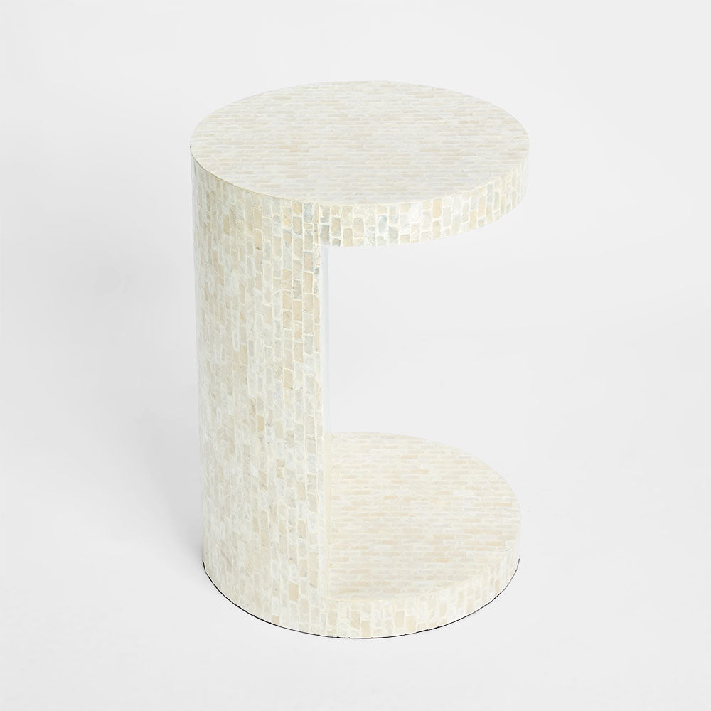 Palma White Shell Side Table