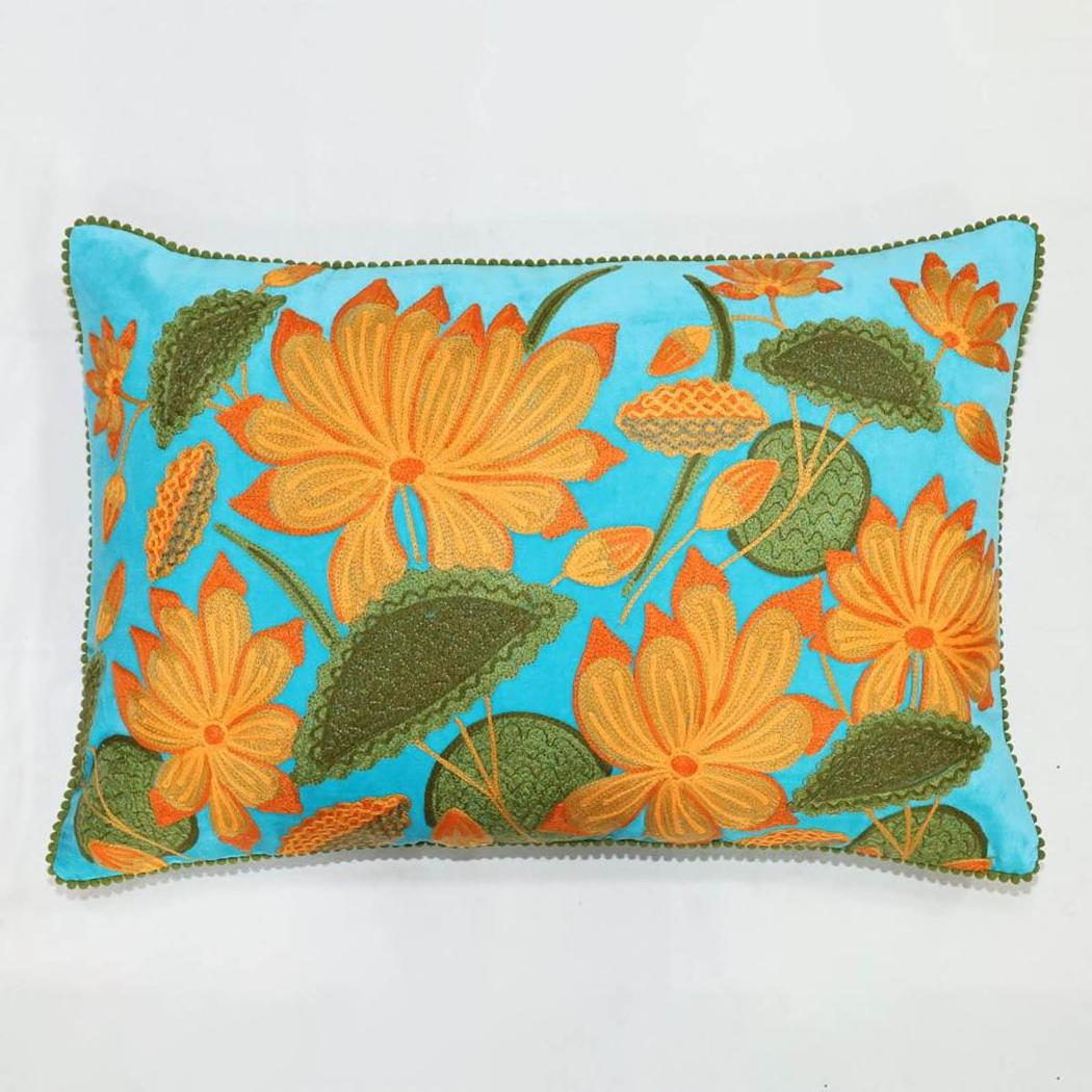 Helia Sunflower Cushion 40x60cm Aqua