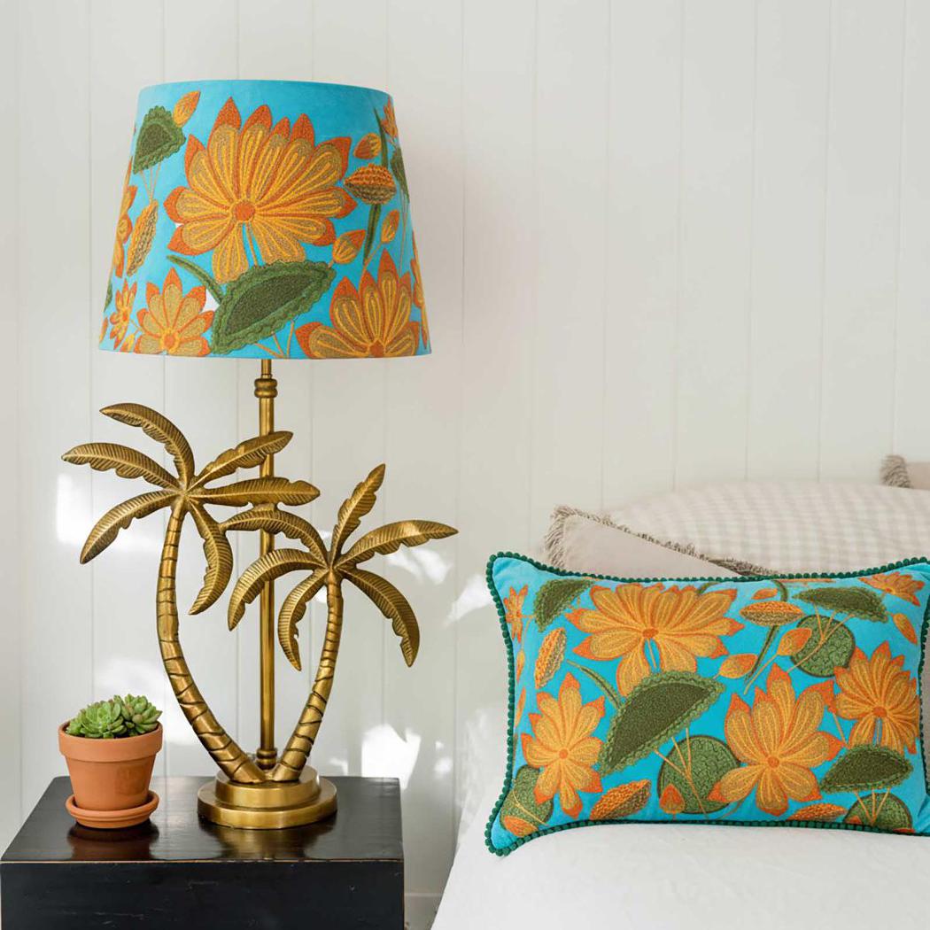 Helia Sunflower Cushion 40x60cm Aqua