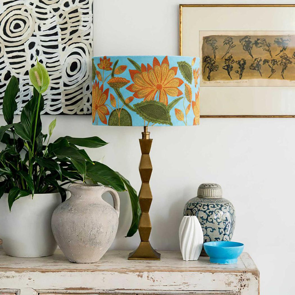 Helia Sunflower Drum Shade 40x25cm Aqua