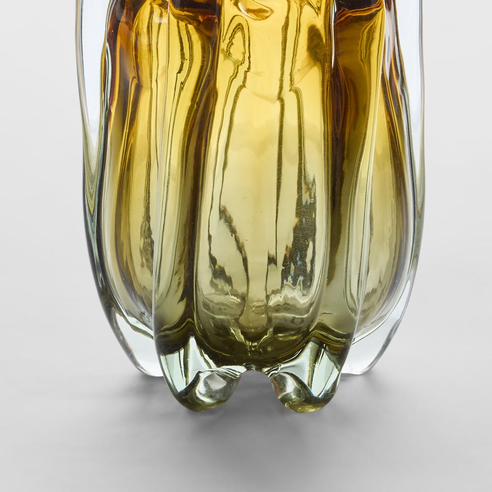 Celine Handblown Glass Vase Amber & Green Ombre