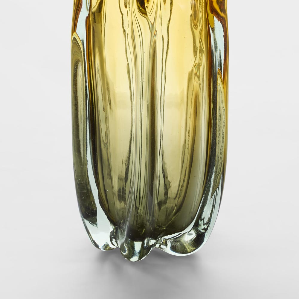 Celine Handblown Glass Vase Amber & Green Ombre Large