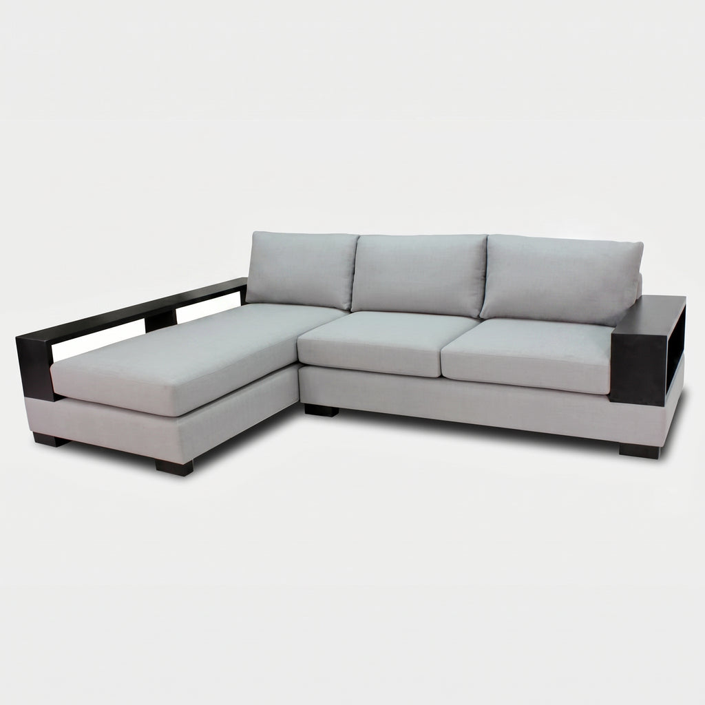 Samson Double Timber Arm Bookcase Modular Chaise Lounge